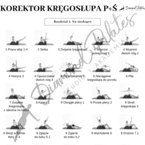 Plakat czarno-biały: Korektor kręgosłupa Podstawowy+Średniozaawansowany